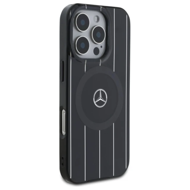 Чохол Mercedes Double Layer Crossed Lines для iPhone 16 Pro Black with MagSafe (MEHMP16L23HRSK)