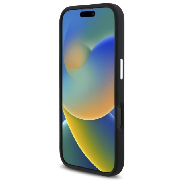 Чохол Mercedes Silicone Blue Stripe для iPhone 16 Black with MagSafe (MEHMP16S23SUMBK)