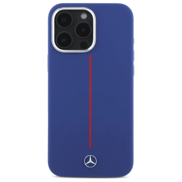 Чохол Mercedes Silicone Red Stripe для iPhone 16 Pro Max Navy with MagSafe (MEHMP16X23SUMRV)