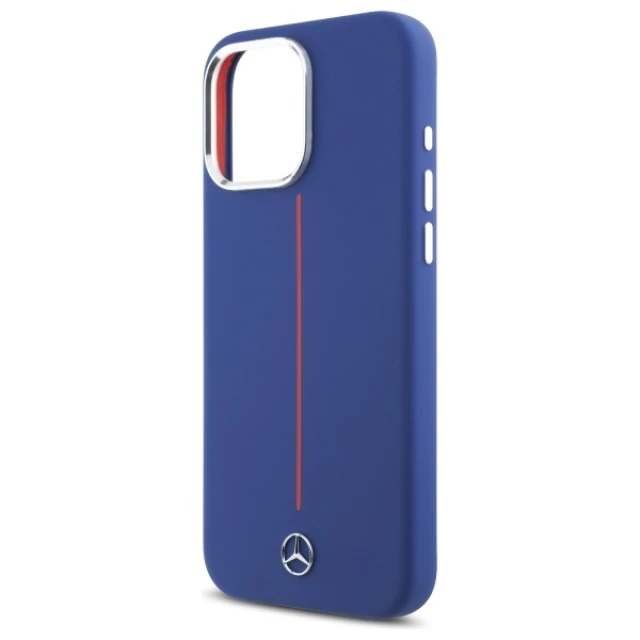 Чохол Mercedes Silicone Red Stripe для iPhone 16 Pro Max Navy with MagSafe (MEHMP16X23SUMRV)