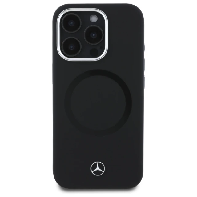 Чохол Mercedes Silicone Tonal Logo для iPhone 16 Pro Black with MagSafe (MEHMP16L23SUTTK)