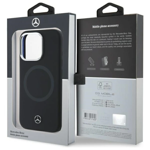 Чохол Mercedes Silicone Tonal Logo для iPhone 16 Pro Black with MagSafe (MEHMP16L23SUTTK)