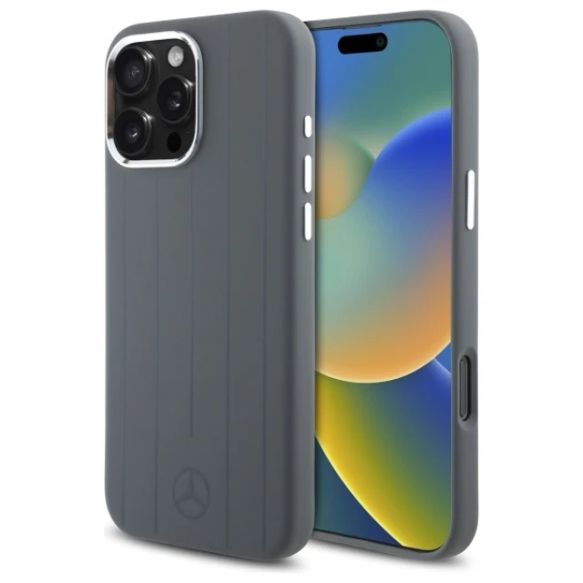 Чохол Mercedes Silicone Vertical Tonal Stripes для iPhone 16 Pro Max Grey with MagSafe (MEHMP16X23SUVSA)