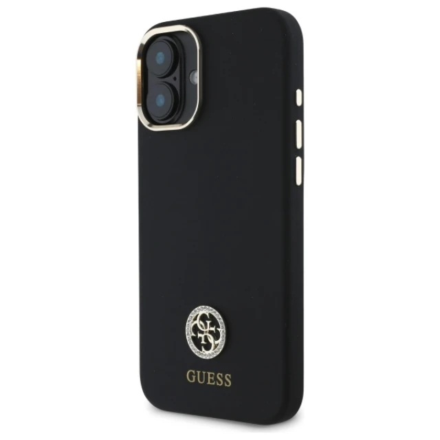 Чехол Guess Silicone Logo Strass 4G для iPhone 16 Black (GUHCP16SM4DGPK)
