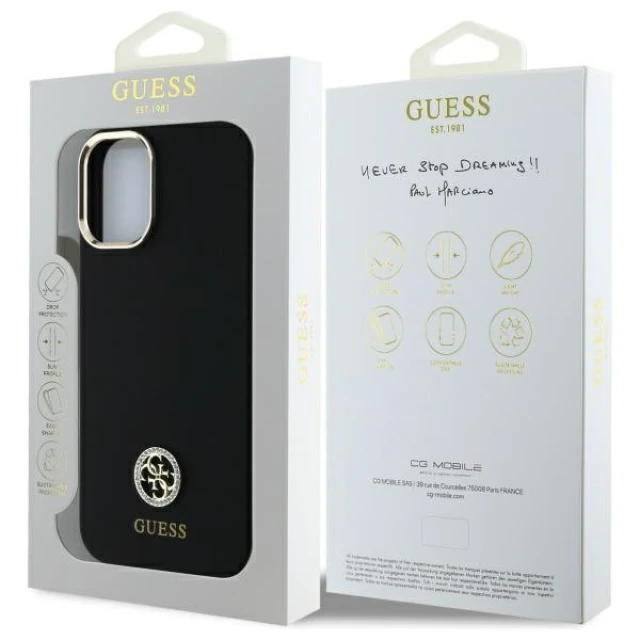 Чехол Guess Silicone Logo Strass 4G для iPhone 16 Black (GUHCP16SM4DGPK)