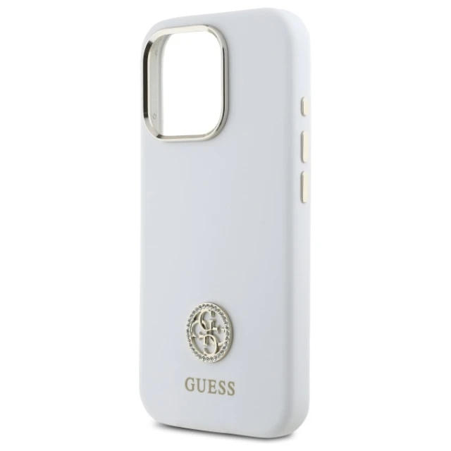 Чохол Guess Silicone Logo Strass 4G для iPhone 16 Pro Max White (GUHCP16XM4DGPH)