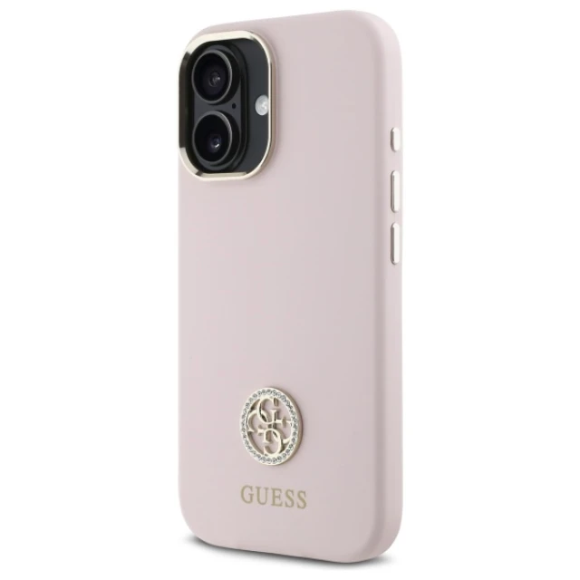 Чохол Guess Silicone Logo Strass 4G для iPhone 16 Pink (GUHCP16SM4DGPP)