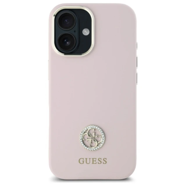Чохол Guess Silicone Logo Strass 4G для iPhone 16 Pink (GUHCP16SM4DGPP)