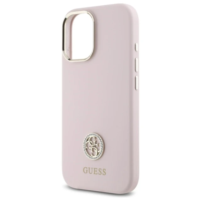Чохол Guess Silicone Logo Strass 4G для iPhone 16 Pink (GUHCP16SM4DGPP)