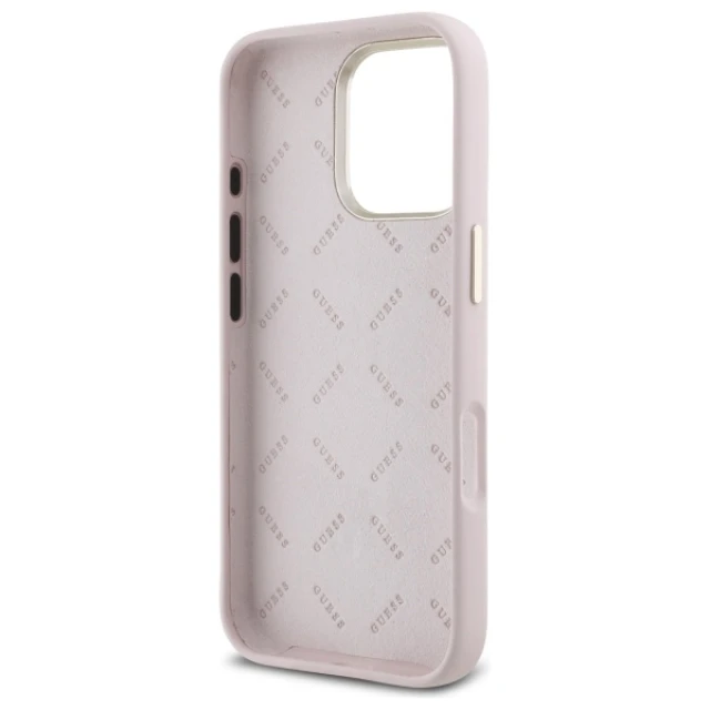 Чохол Guess Silicone Logo Strass 4G для iPhone 16 Pro Pink (GUHCP16LM4DGPP)