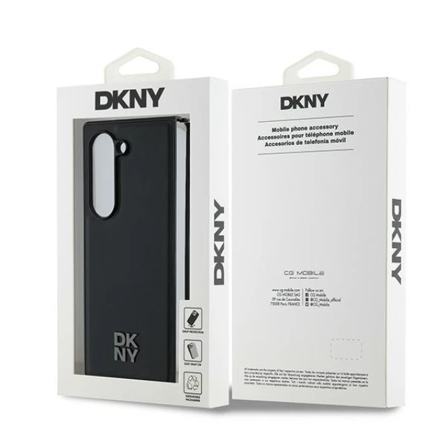 Чохол DKNY Magsafe Plain Leather Metal Stack Logo для Samsung Galaxy Z Fold6 Black with MagSafe (DKHMZFD6PSMCSLK)