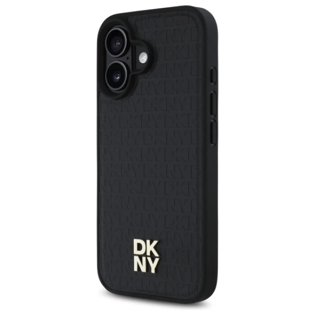Чохол DKNY Repeat Pattern Stack Logo для iPhone 16 Black with MagSafe (DKHMP16SPSHRPSK)