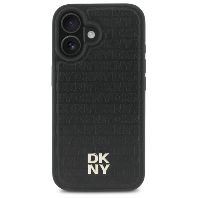Чохол DKNY Repeat Pattern Stack Logo для iPhone 16 Black with MagSafe (DKHMP16SPSHRPSK)