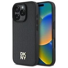 Чохол DKNY Repeat Pattern Stack Logo для iPhone 16 Pro Black with MagSafe (DKHMP16LPSHRPSK)