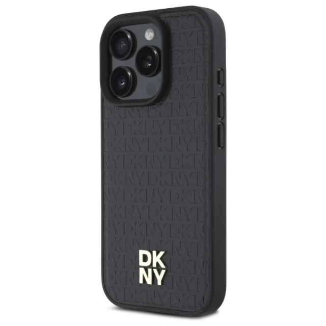 Чохол DKNY Repeat Pattern Stack Logo для iPhone 16 Pro Max Black with MagSafe (DKHMP16XPSHRPSK)
