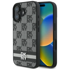 Чохол DKNY Checkered Pattern & Printed Stripes для iPhone 16 Black (DKHCP16SPCPTSSK)