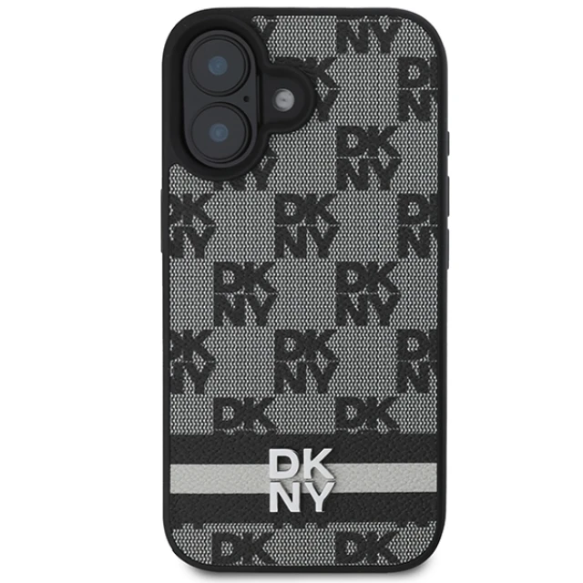 Чохол DKNY Checkered Pattern & Printed Stripes для iPhone 16 Black (DKHCP16SPCPTSSK)