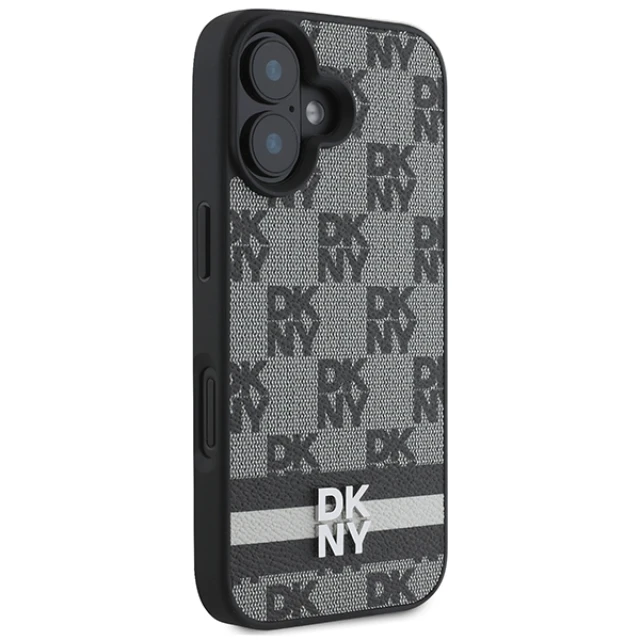 Чохол DKNY Checkered Pattern & Printed Stripes для iPhone 16 Black (DKHCP16SPCPTSSK)