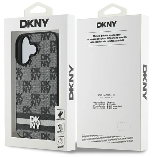 Чохол DKNY Checkered Pattern & Printed Stripes для iPhone 16 Black (DKHCP16SPCPTSSK)