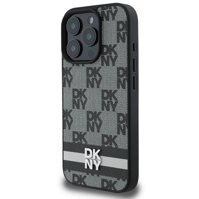 Чохол DKNY Checkered Pattern Printed Stripes для iPhone 16 Pro Black (DKHCP16LPCPTSSK)