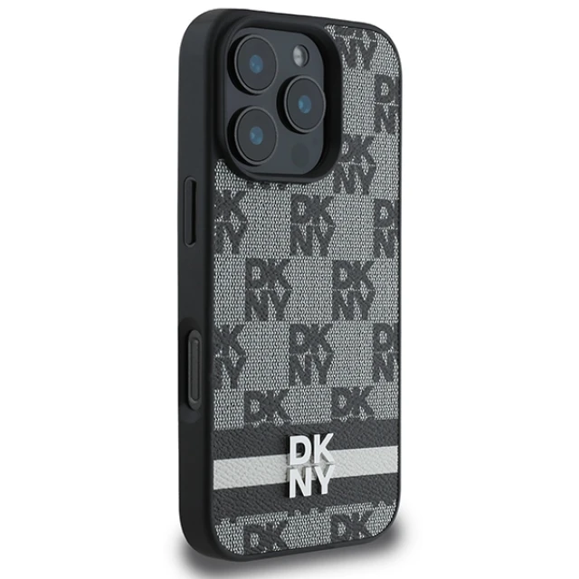 Чохол DKNY Checkered Pattern Printed Stripes для iPhone 16 Pro Black (DKHCP16LPCPTSSK)