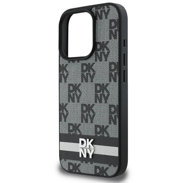 Чохол DKNY Checkered Pattern Printed Stripes для iPhone 16 Pro Black (DKHCP16LPCPTSSK)