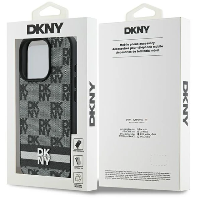 Чохол DKNY Checkered Pattern Printed Stripes для iPhone 16 Pro Black (DKHCP16LPCPTSSK)