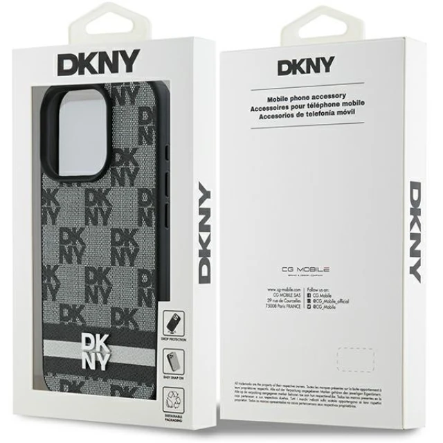 Чохол DKNY Checkered Pattern & Printed Stripes для iPhone 16 Pro Max Black (DKHCP16XPCPTSSK)
