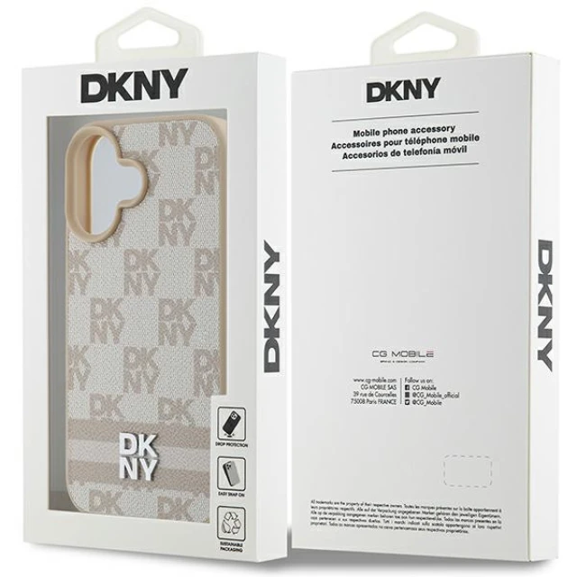 Чохол DKNY Checkered Pattern & Printed Stripes для iPhone 16 Pink (DKHCP16SPCPTSSP)