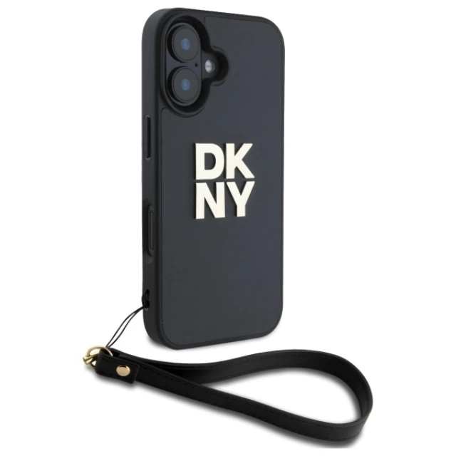 Чохол DKNY Wrist Strap Stock Logo для iPhone 16 Black (DKHCP16SPBSWSK)