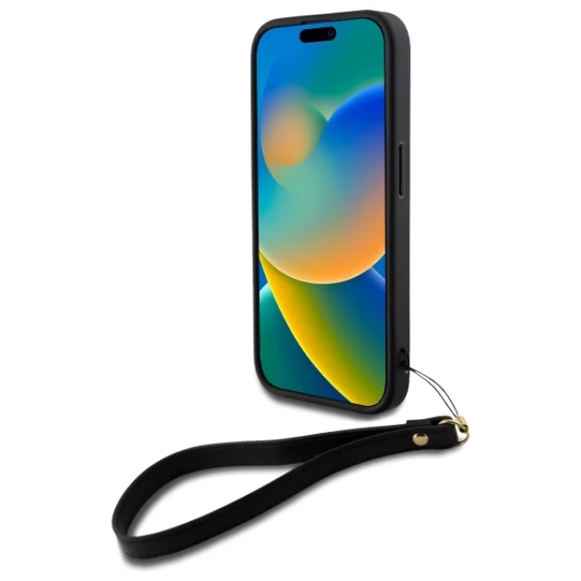 Чохол DKNY Wrist Strap Stock Logo для iPhone 16 Black (DKHCP16SPBSWSK)