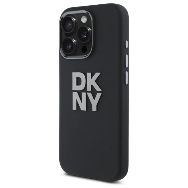 Чохол DKNY Liquid Silicone Metal Logo для iPhone 16 Pro Black (DKHCP16LSMCBSK)