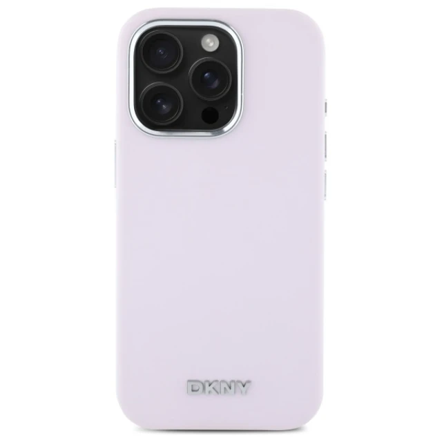 Чохол DKNY Liquid Silicone Small Metal Logo для iPhone 16 Pro Pink with MagSafe (DKHMP16LSMCHLP)