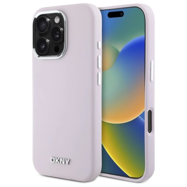 Чохол DKNY Hardcase Liquid Silicone Small Metal Logo для iPhone 16 Pro Max Pink with MagSafe (DKHMP16XSMCHLP)