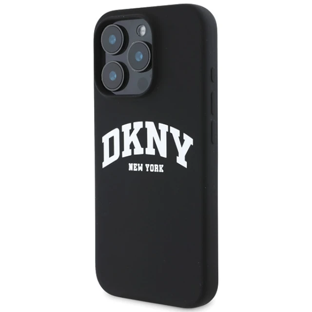 Чохол DKNY Silicone White Printed Logo для iPhone 16 Pro Max Black with MagSafe (DKHMP16XSNYACH)