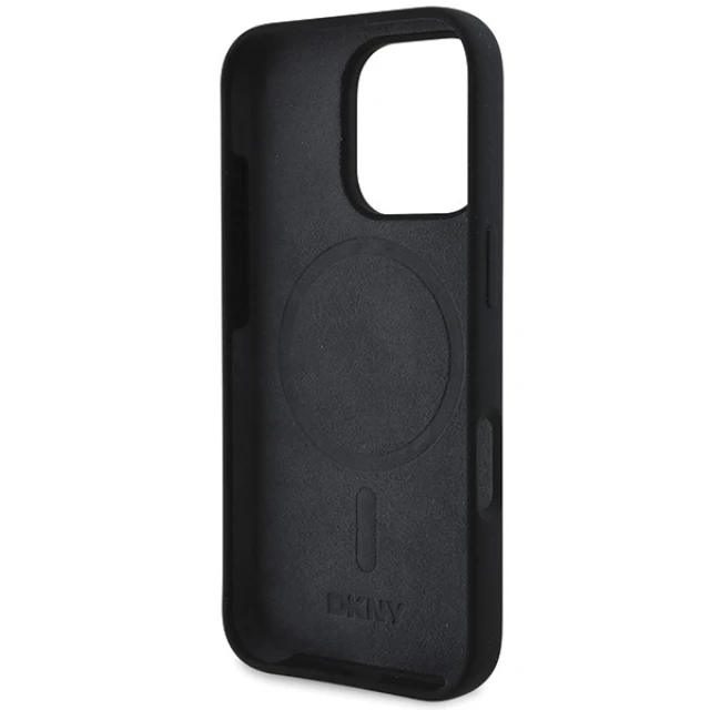 Чохол DKNY Silicone White Printed Logo для iPhone 16 Pro Max Black with MagSafe (DKHMP16XSNYACH)