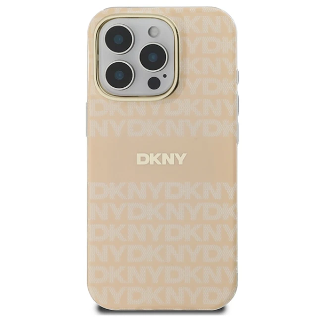 Чохол DKNY Repeat Texture Patern & Stripe для iPhone 16 Pro Pink with MagSafe (DKHMP16LHRHSEP)