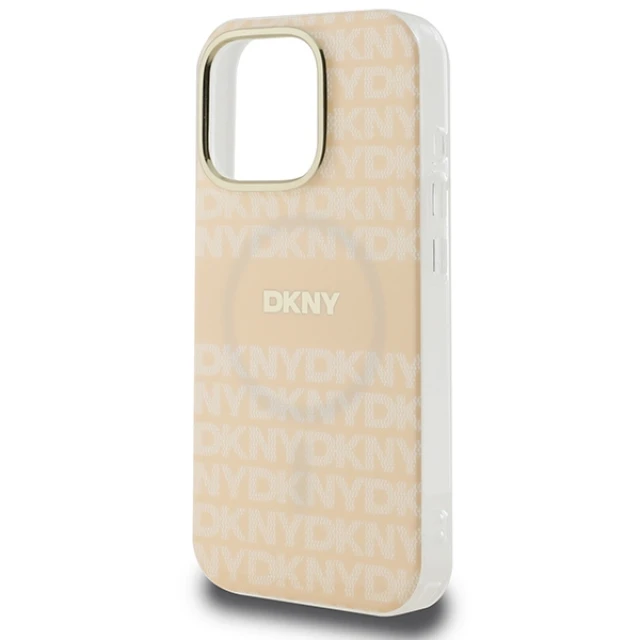 Чохол DKNY Repeat Texture Patern & Stripe для iPhone 16 Pro Pink with MagSafe (DKHMP16LHRHSEP)