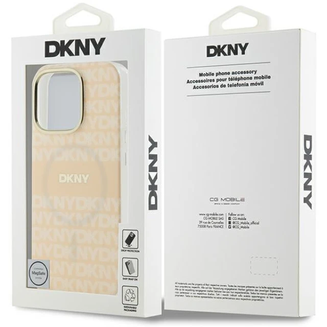 Чохол DKNY Repeat Texture Patern & Stripe для iPhone 16 Pro Pink with MagSafe (DKHMP16LHRHSEP)