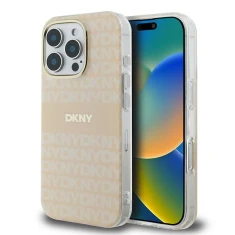 Чохол DKNY Repeat Texture Pattern With Stripe для iPhone 16 Pro Max Pink with MagSafe (DKHMP16XHRHSEP)