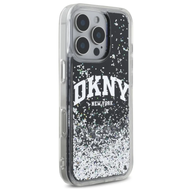 Чохол DKNY Liquid Glitter Arch Logo для iPhone 16 Pro Black (DKHCP16LLBNAEK)