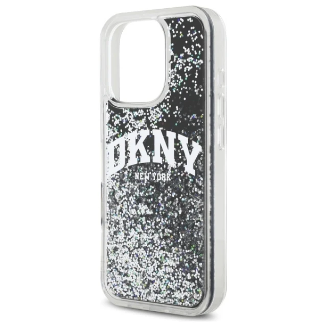 Чохол DKNY Liquid Glitter Arch Logo для iPhone 16 Pro Black (DKHCP16LLBNAEK)