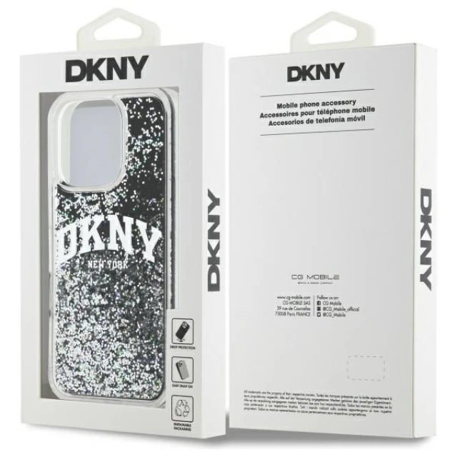 Чохол DKNY Liquid Glitter Arch Logo для iPhone 16 Pro Black (DKHCP16LLBNAEK)