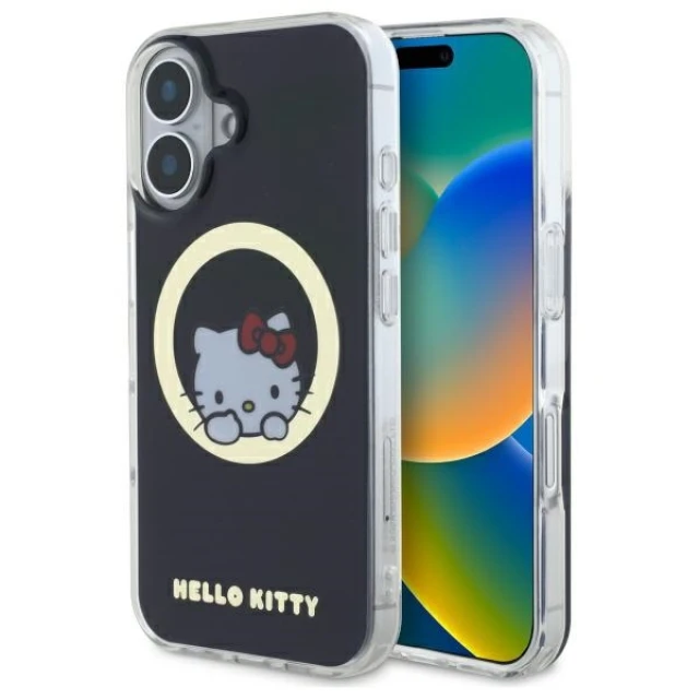 Чехол Hello Kitty IML Sweet Kitty для iPhone 16 Black with MagSafe (HKHMP16SHSWKK)