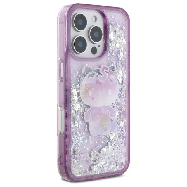 Чохол Hello Kitty Liquid Glitter 50TH Anniversary Party для iPhone 16 Pro Purple (HKHCP16LL50PPU)