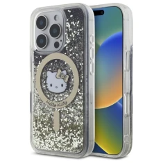 Чохол Hello Kitty Liquid Glitter Fever для iPhone 16 Pro Max Black Gold with MagSafe (HKHMP16XLGDIK)