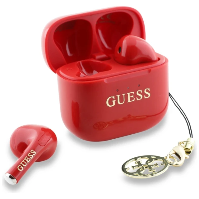 Бездротові навушники Guess Glossy Effect Printed Classic Logo & Charm Red (GUTWSXMCCLR)