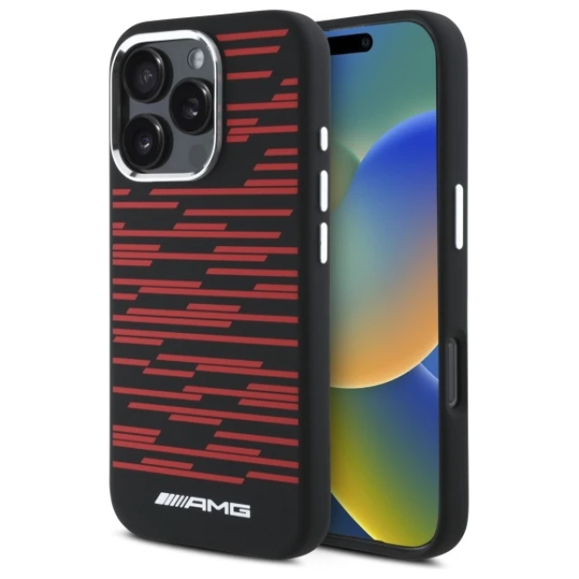 Чехол Mercedes Silicone Graphics для iPhone 16 Pro Max Black with MagSafe (AMHMP16X24SSRRK)