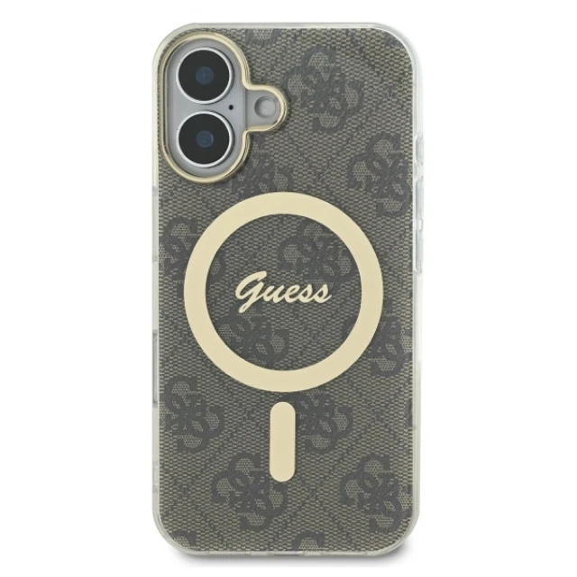 Чохол Guess 4G IML Hardcase для iPhone 16 Brown with MagSafe (GUHMP16SH4STW)