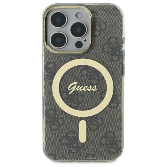 Чохол Guess 4G IML Hardcase для iPhone 16 Pro Max Brown with MagSafe (GUHMP16XH4STW)